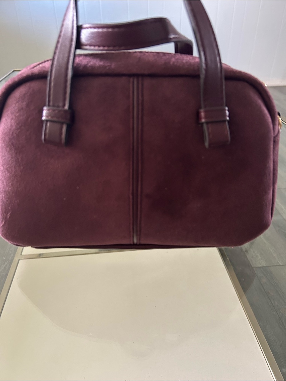 Time and Tru Burgundy Suede Toiletry Bag